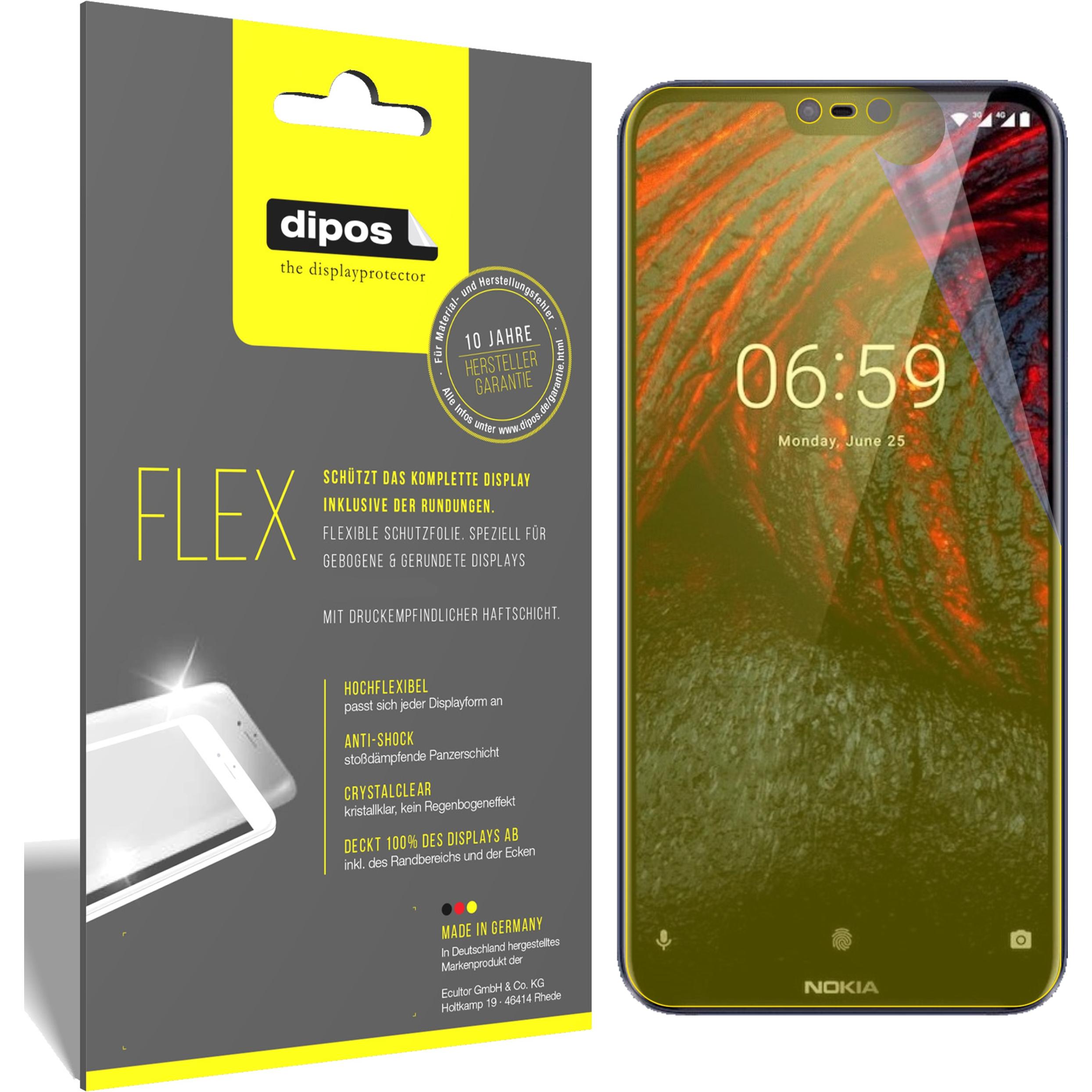 Dipos Displayschutzfolie Full-Cover 3D (2 Stück, Nokia 6.1 Plus), Smartphone Schutzfolie, Transparent
