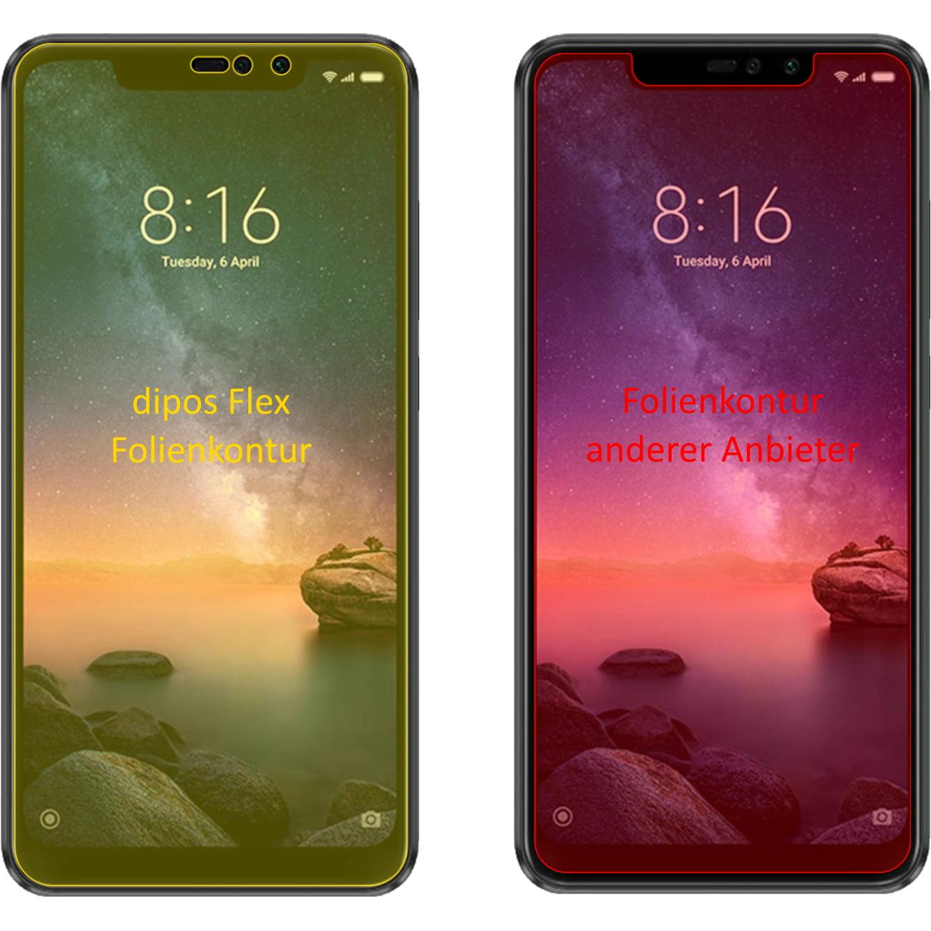 Dipos Displayschutzfolie Full-Cover 3D (2 Stück, Xiaomi Redmi Note 6 Pro), Smartphone Schutzfolie, Transparent
