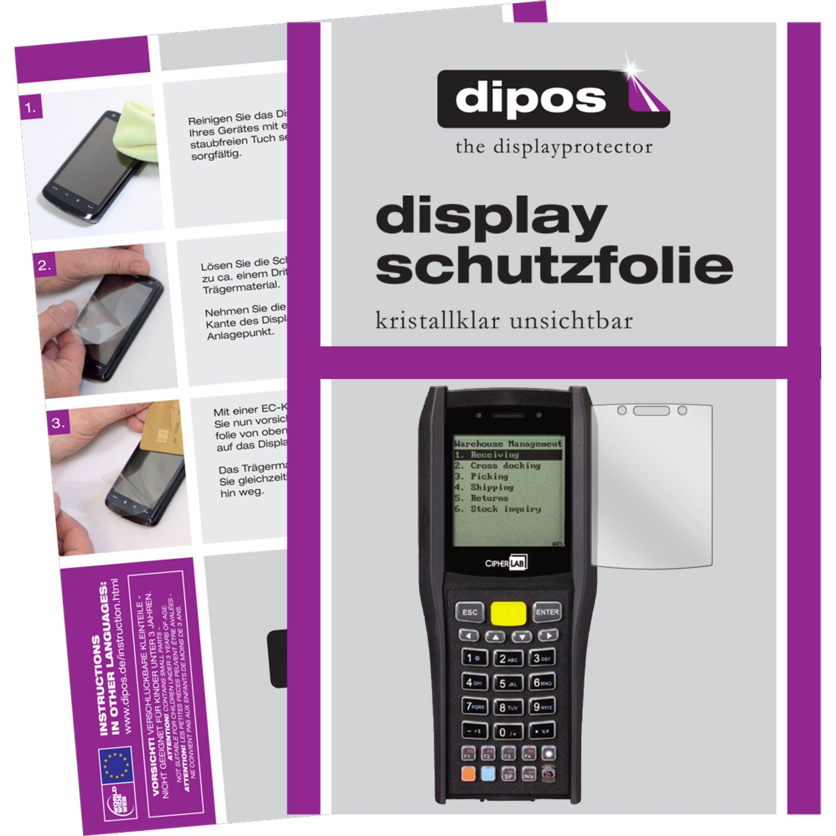 Dipos Displayschutzfolie Crystalclear (5 Stück, Cipherlab 8470), Smartphone Schutzfolie, Transparent