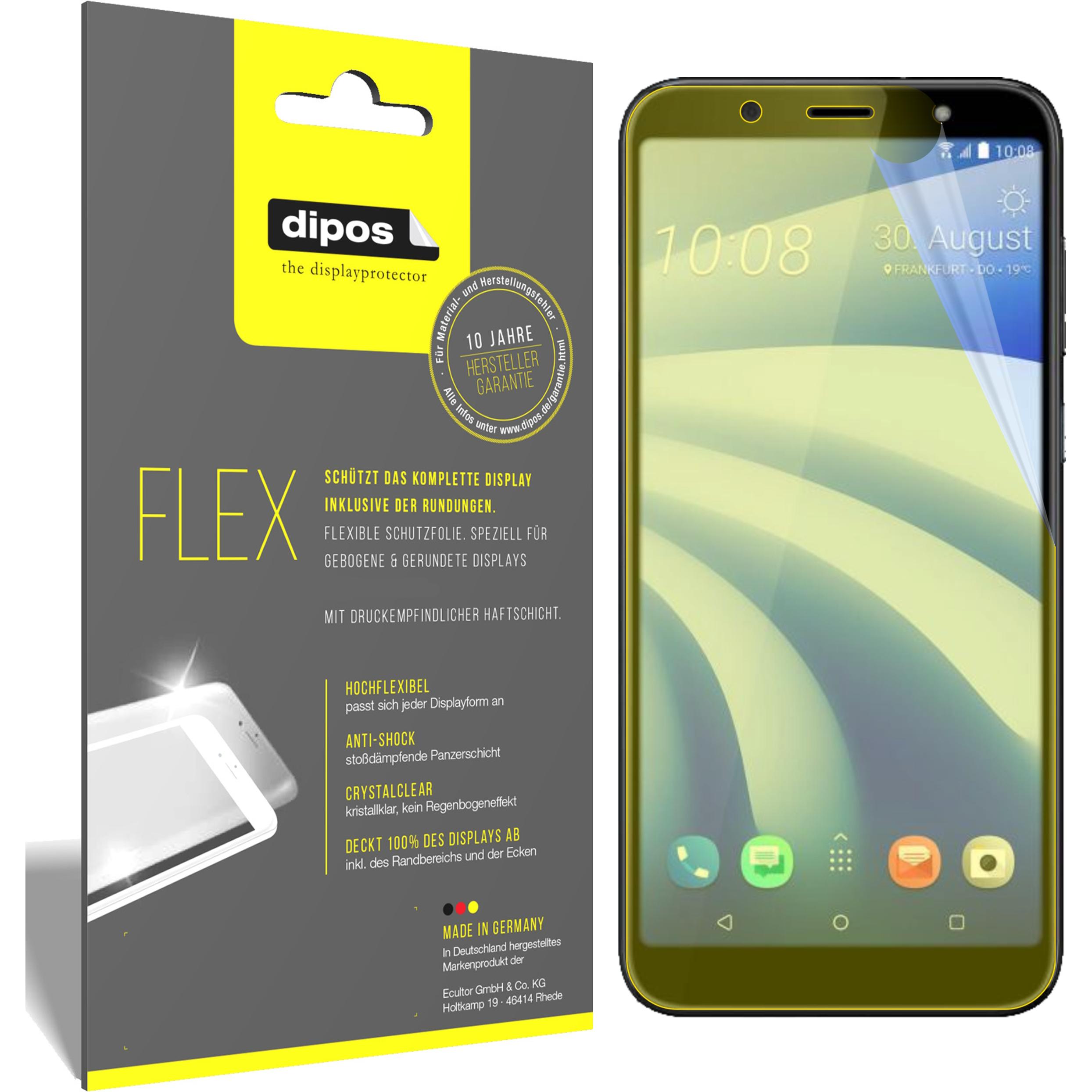 Dipos Displayschutzfolie Full-Cover 3D (2 Stück, HTC U12 Life), Smartphone Schutzfolie, Transparent