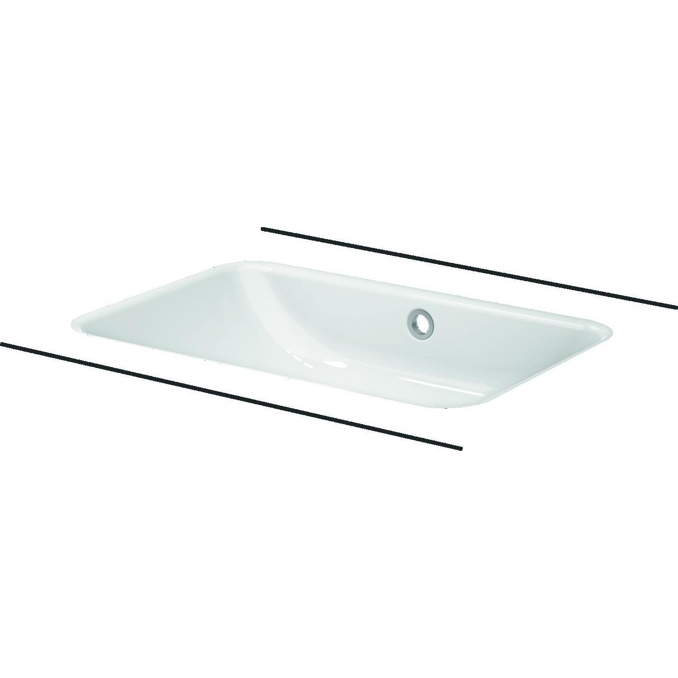Bette, Waschbecken, One Unterbau-Waschtisch, ohne Hahnloch, mit Überlauf, A136, 587 x 408 mm (587 mm, 408 mm)