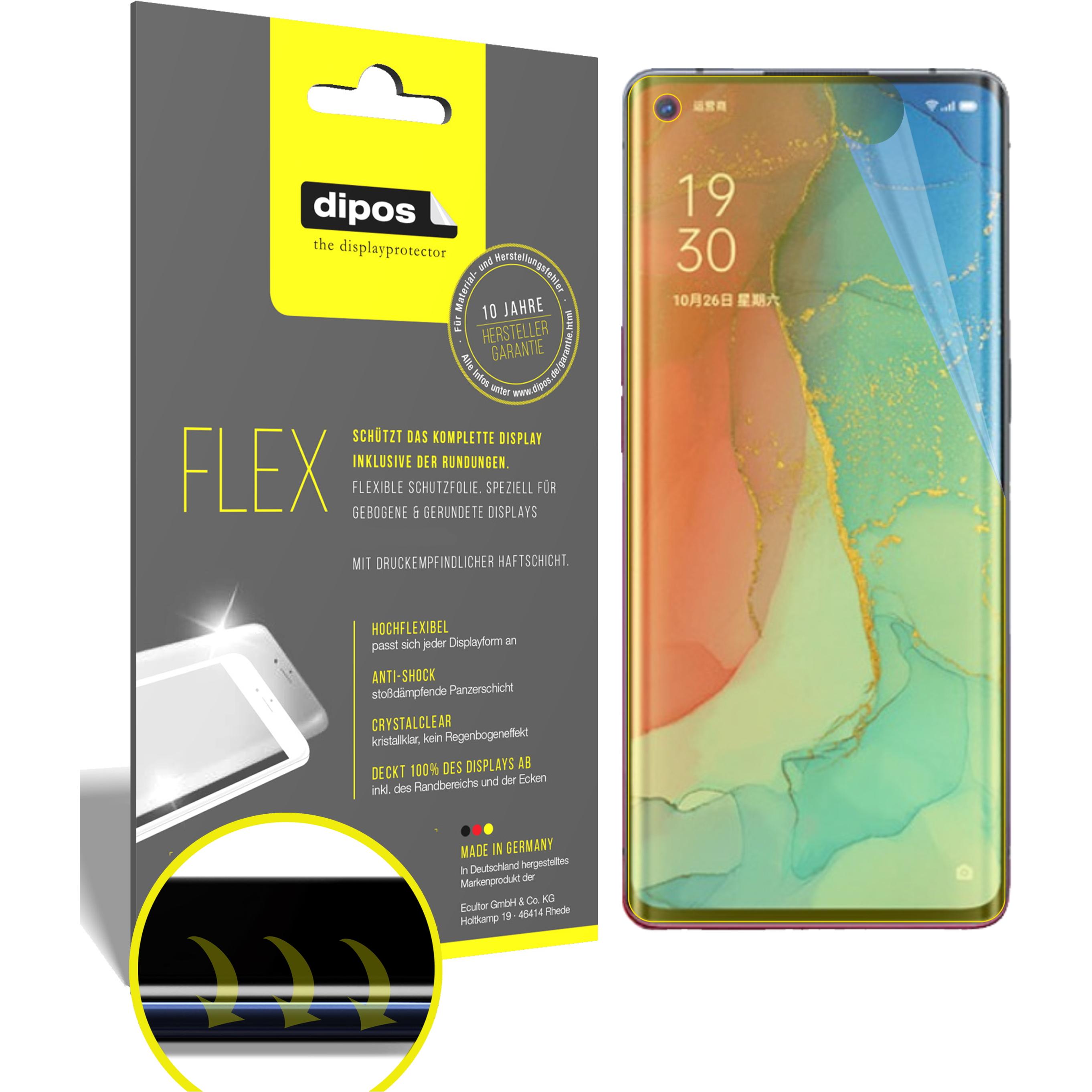 Dipos Displayschutzfolie Full-Cover 3D (2 Stück, Oppo Reno 3 Pro 5G), Smartphone Schutzfolie, Transparent