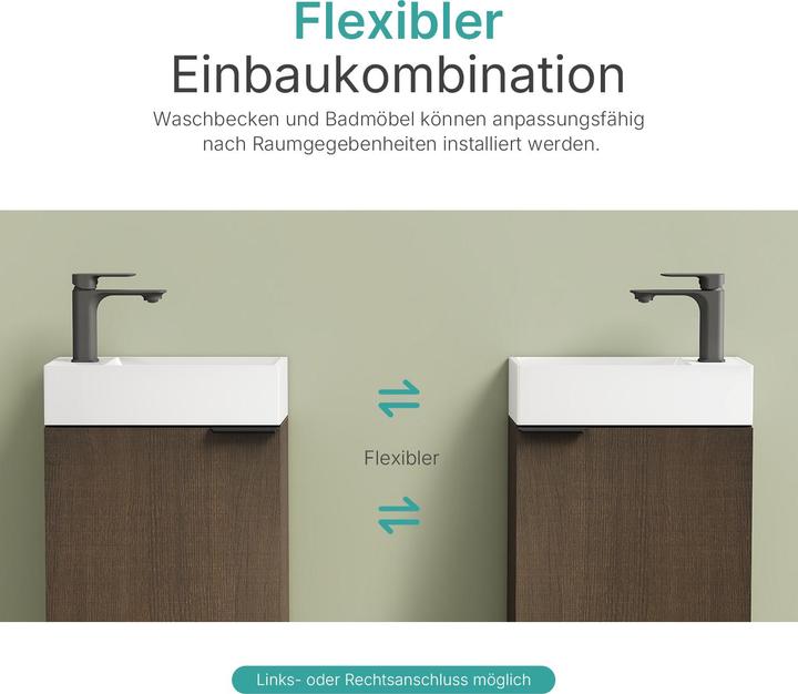 Produktbild Emke Badunterschrank mit Aufsatzwaschbecken, Räuchereiche, Soft Close Tür, Einlegeböden, hängend