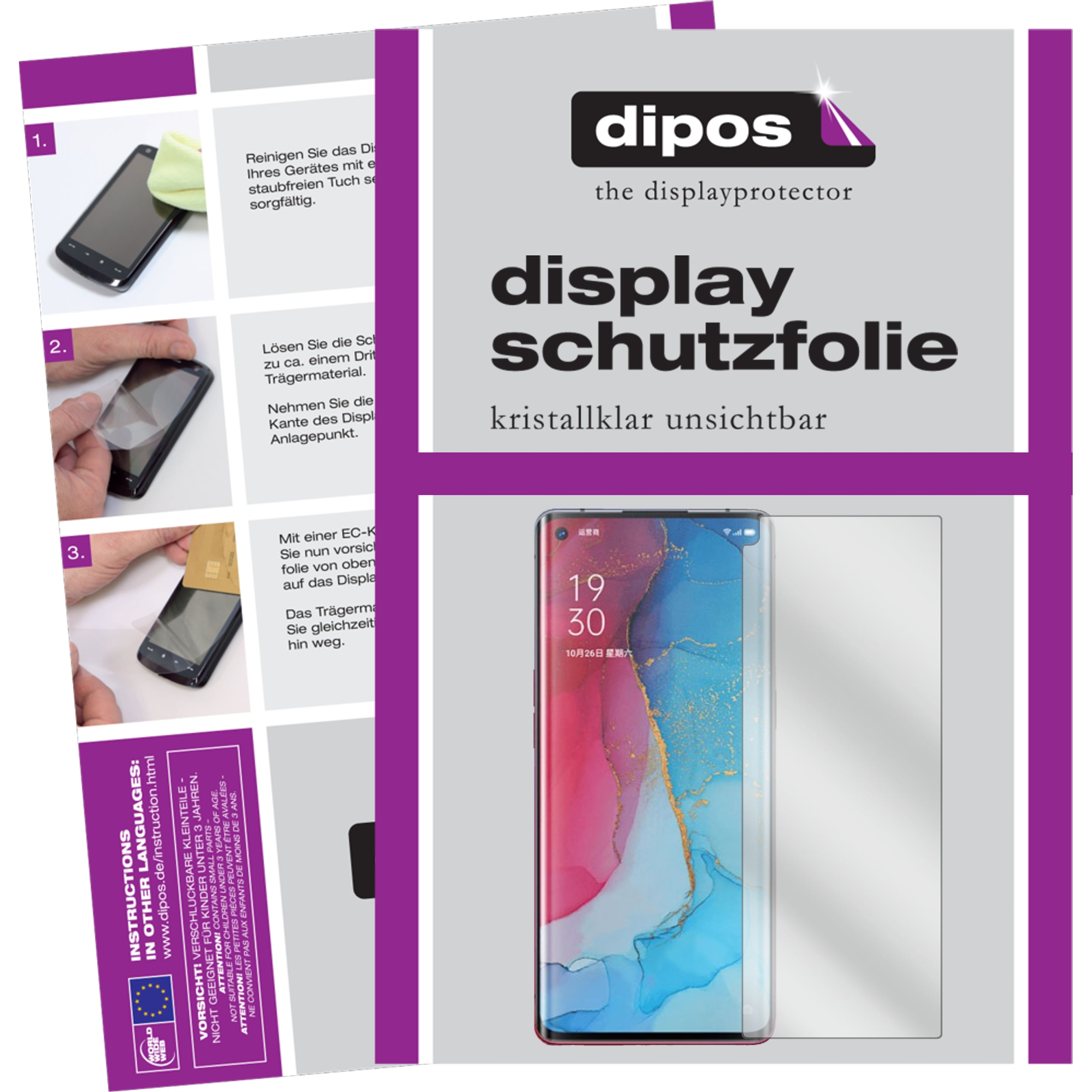 Dipos Displayschutzfolie Crystalclear (5 Stück, Oppo Reno 3 Pro 5G), Smartphone Schutzfolie, Transparent