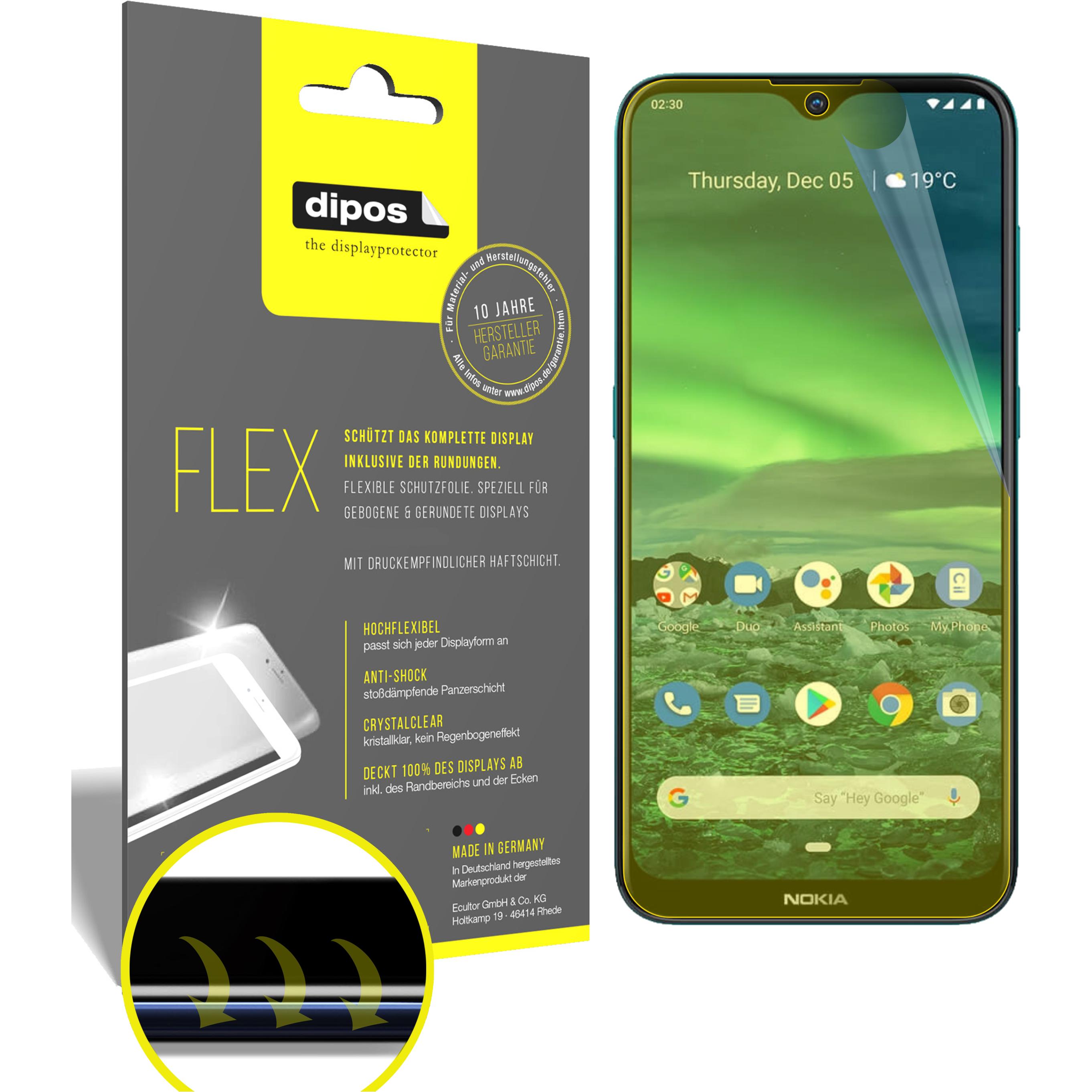 Dipos Displayschutzfolie Full-Cover 3D (3 Stück, Nokia 2.3), Smartphone Schutzfolie, Transparent