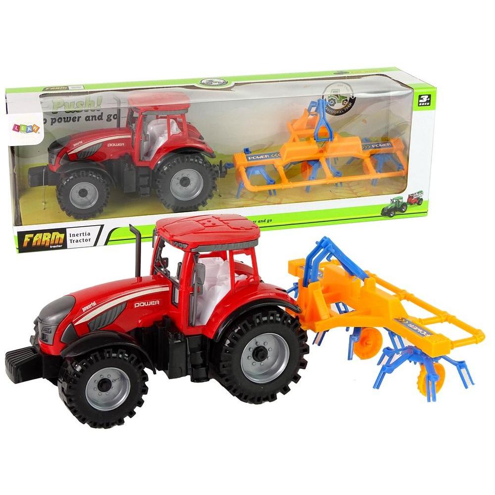 Lean Toys Roter Traktor mit Rechen-Reibungsantrieb (37177167)