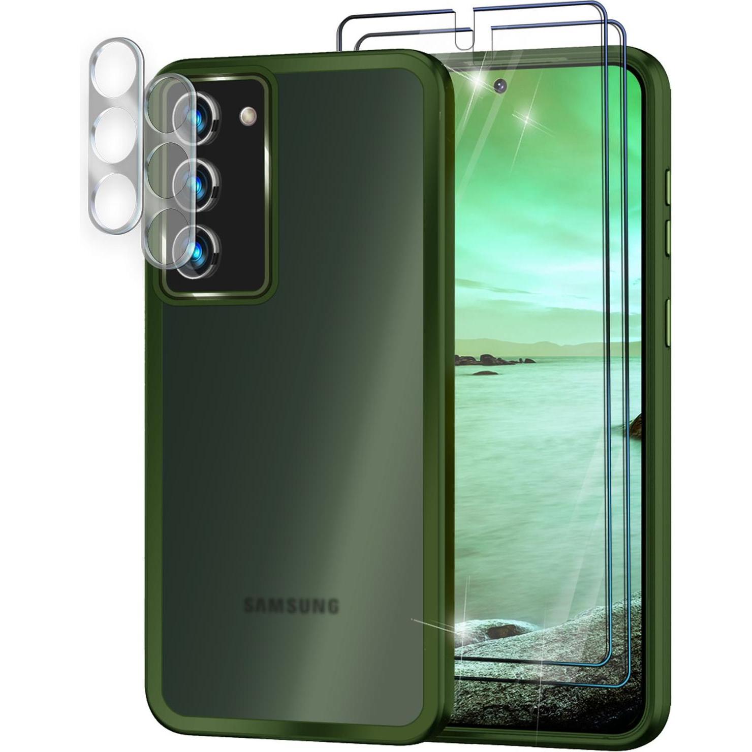 Nalia Hybrid Hülle Semi-Transparent mit 2x Display-Schutzglas & 2x Kamera-Glas (Samsung Galaxy S23+), Smartphone Hülle, ...