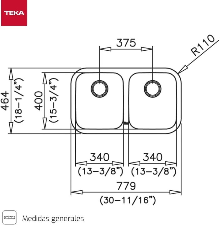 Produktbild Teka BE 2C 780 (Unterbauspüle, 46.40 cm, 77.90 cm)