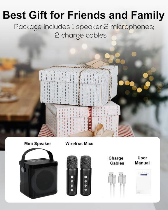 Actual product image Mumuwind Karaoke-Maschine mit 2 drahtlosen Mikrofonen (1x 10 W)