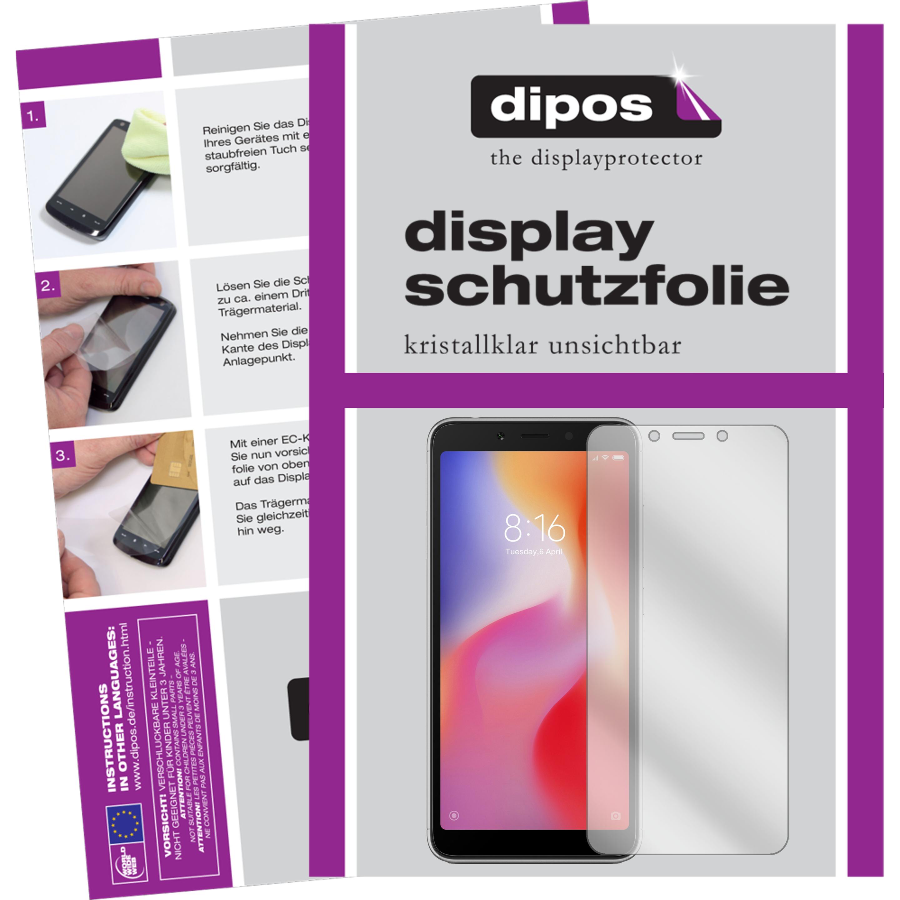 Dipos Displayschutzfolie Crystalclear (1 Stück, Xiaomi Redmi 6A), Smartphone Schutzfolie, Transparent