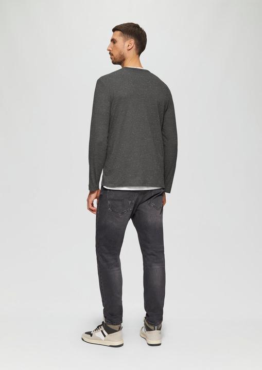 Produktbild S.Oliver T-Shirt Meliertes Longsleeve aus Jersey mit Logo-Print (XXL)