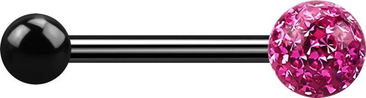 Actual product image Star Piercing Barbell black with ball and crystal ball pink epoxy protective layer (without brass, Titanium)
