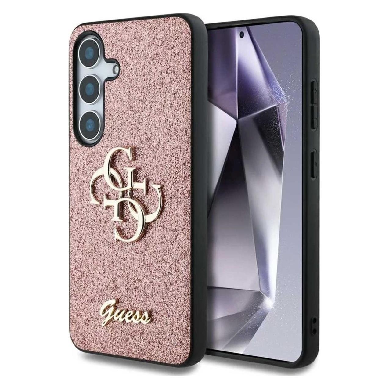 Guess Etui Fixed Glitter Big 4G Metal Logo Do Samsung Galaxy S25 RÃ³Å¼owy (Samsung Galaxy S25), Smartphone Hülle, Pink