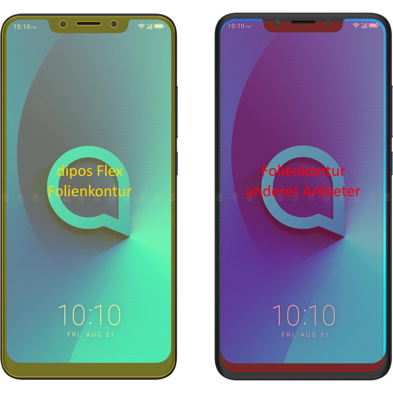 Thumbnail - Dipos Displayschutzfolie Full-Cover 3D (3 Stück, Alcatel 5V), Smartphone Schutzfolie, Transparent