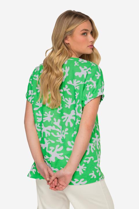Produktbild Laurasøn Leinenmix-Bluse, Korallen-Print, Tunika-Ausschnitt, Halbarm (XXL)