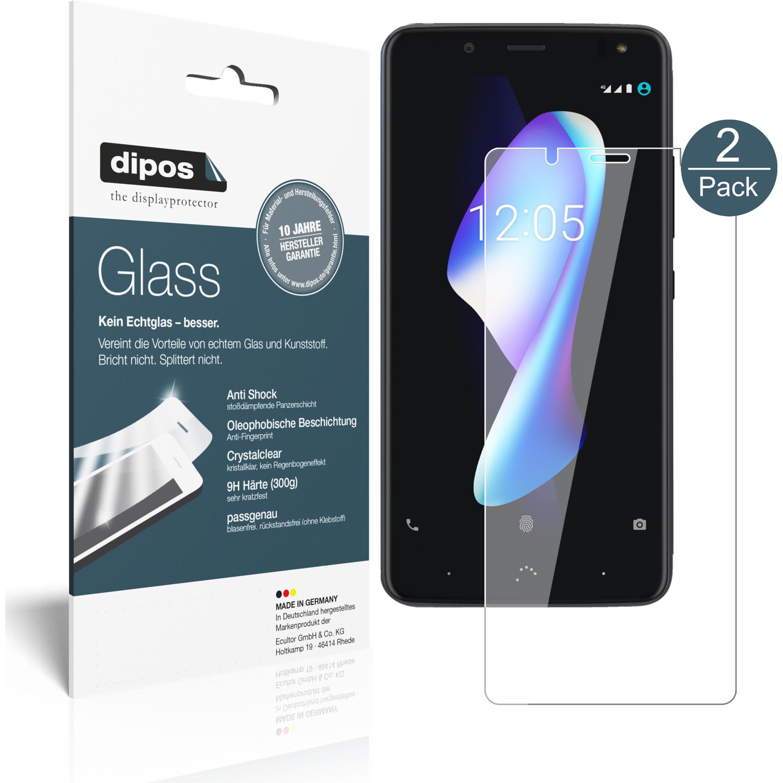 Dipos Displayschutz Anti-Shock (2 Stück, BQ Aquaris V), Smartphone Schutzfolie, Transparent