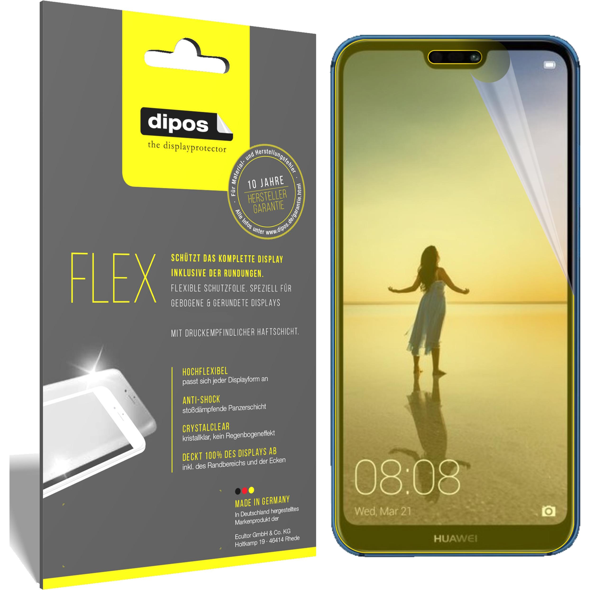 Dipos Displayschutzfolie Full-Cover 3D (3 Stück, Huawei P20 Lite), Smartphone Schutzfolie, Transparent