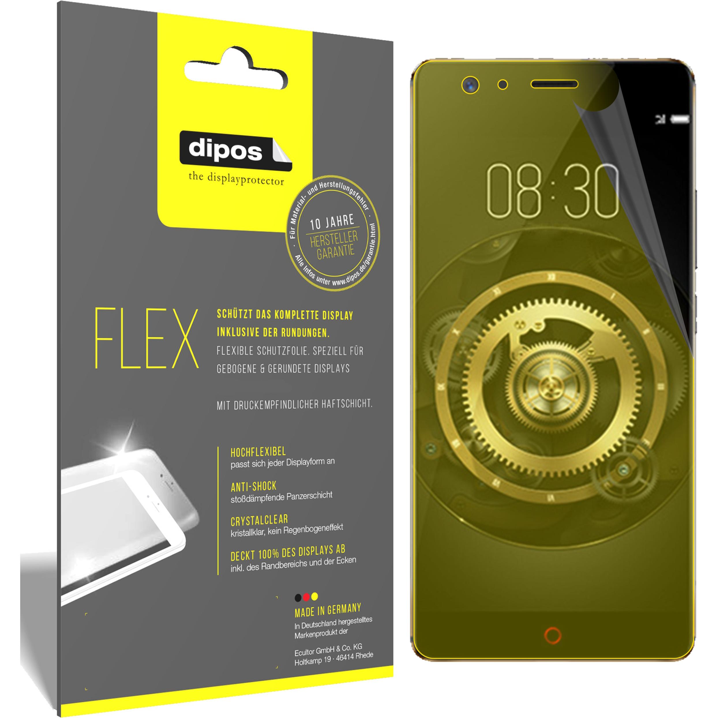 Dipos Displayschutzfolie Full-Cover 3D (2 Stück, ZTE Nubia Z17 Lite), Smartphone Schutzfolie, Transparent
