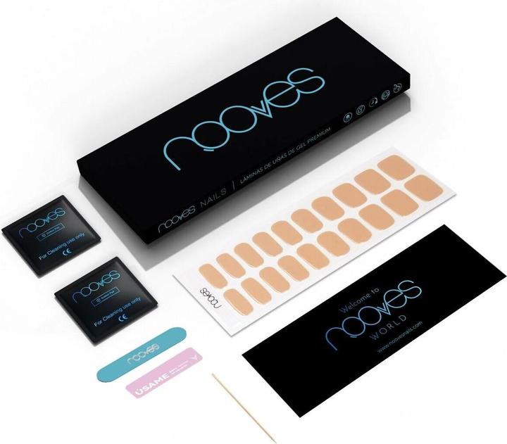 Actual product image Nooves NAILS Premium Precured Gel Nail Foils Cru au Soleil Brown Half-Cured Gel Nail Strips Semi-Per (Artificial nails, Nude)