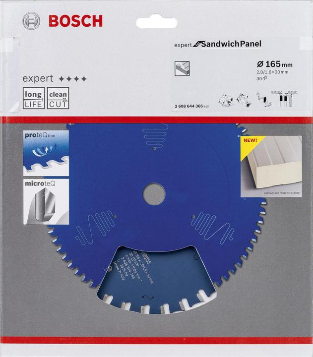 Produktbild Bosch Professional Zubehör Kreissägeblatt Expert for Sandwich Panel, 165 x 20 x 2,0 mm, 30