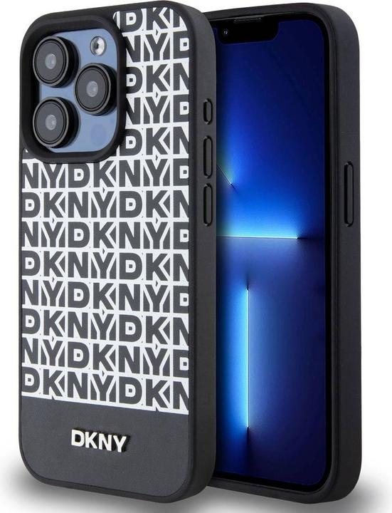 Actual product image DKNY PU Leather Repeat Pattern Bottom Stripe MagSafe Case for iPhone 14 Pro Max Black (Apple iPhone 14 Pro Max)