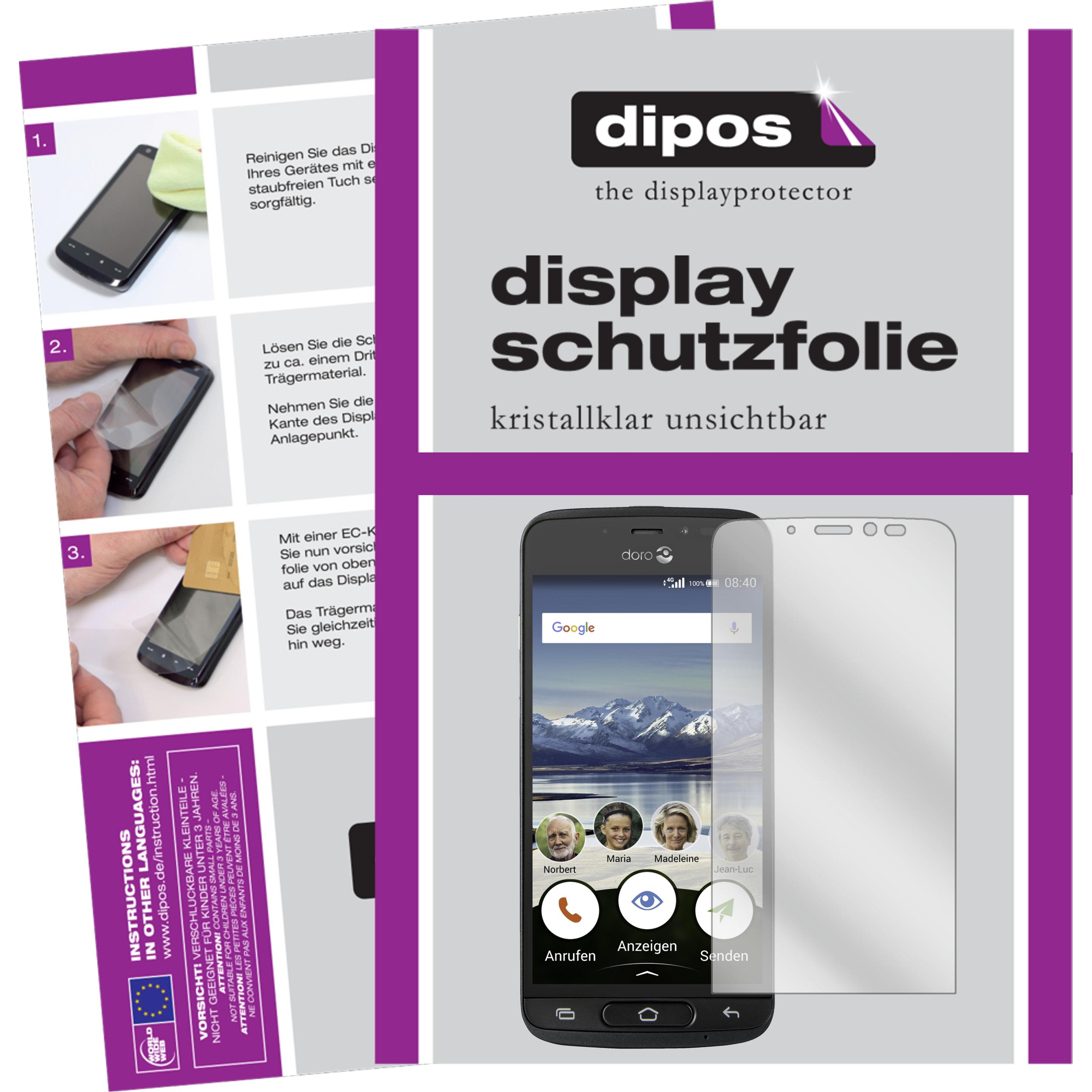 Dipos Displayschutzfolie Crystalclear (2 Stück, Doro 8040), Smartphone Schutzfolie, Transparent
