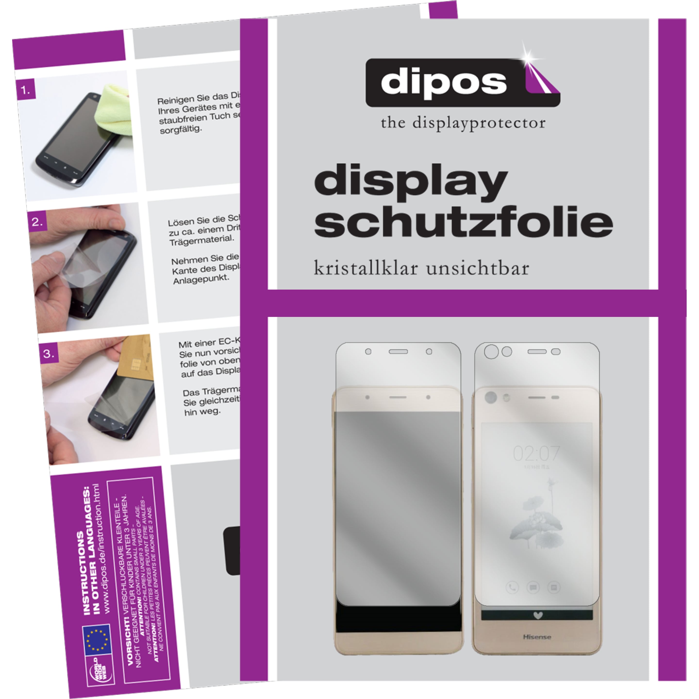 Dipos Displayschutzfolie Crystalclear (6 Stück, Hisense A2), Smartphone Schutzfolie, Transparent