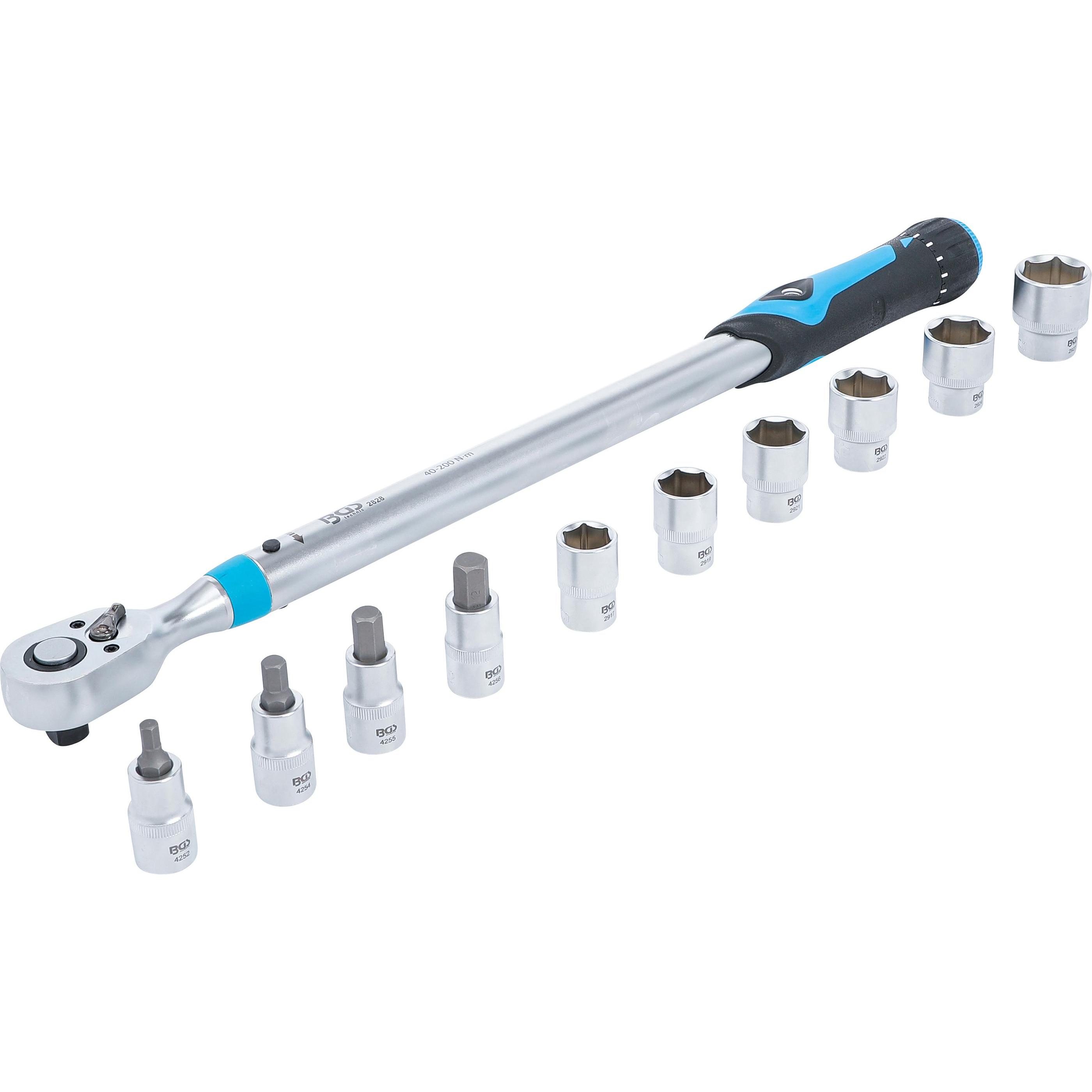 BGS, Drehmomentschlüssel, Drehmomentschlüssel-Satz Abtrieb Innenvierkant 12,5 mm (1/2") 40 - 200 Nm 11-tlg. (1/2", 40 Nm...