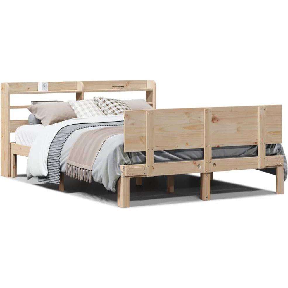 VidaXL, Bett, Bett mit Kopfteil Kiefer (135 x 190 cm)