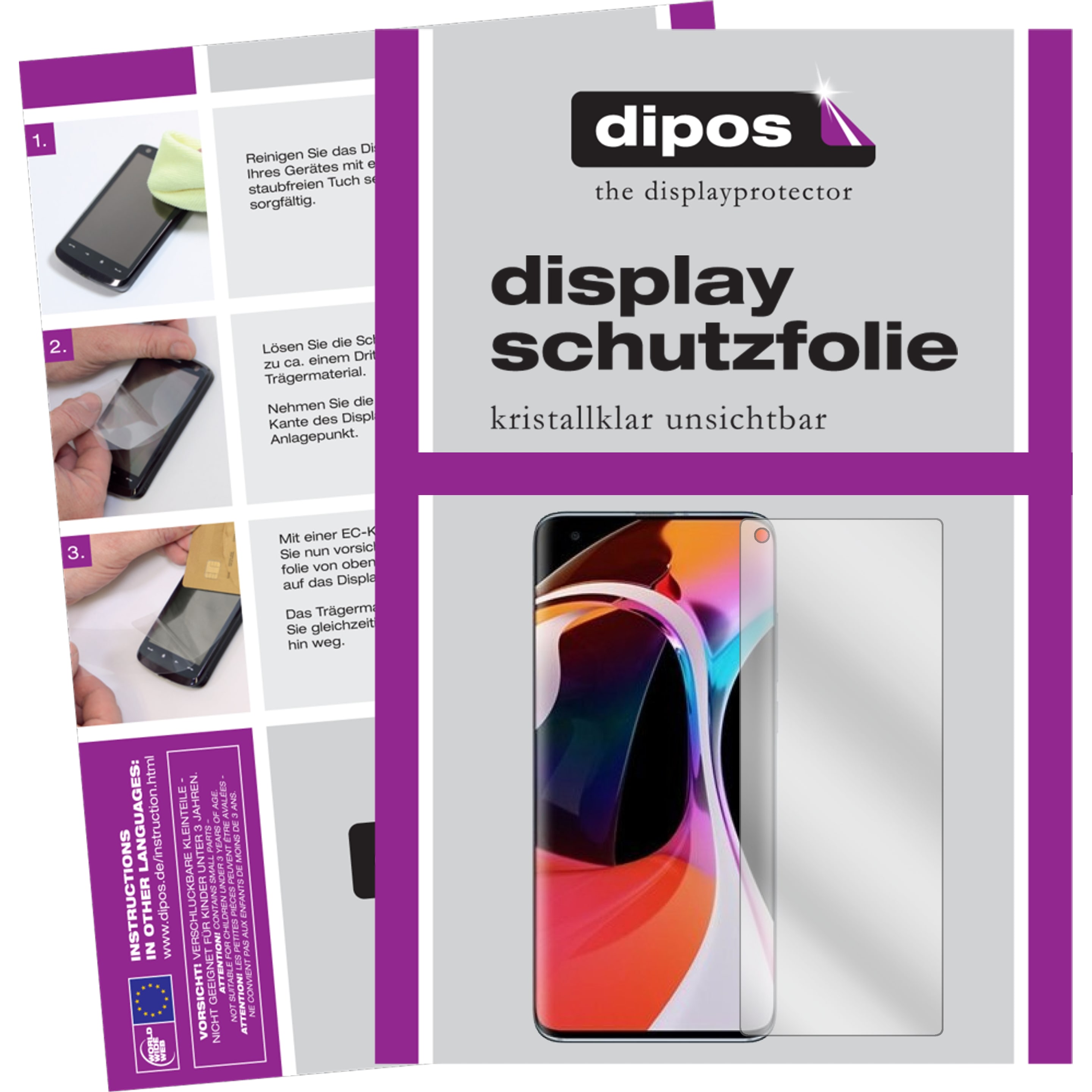 Dipos Displayschutzfolie Crystalclear (1 Stück, Xiaomi Mi 10), Smartphone Schutzfolie, Transparent