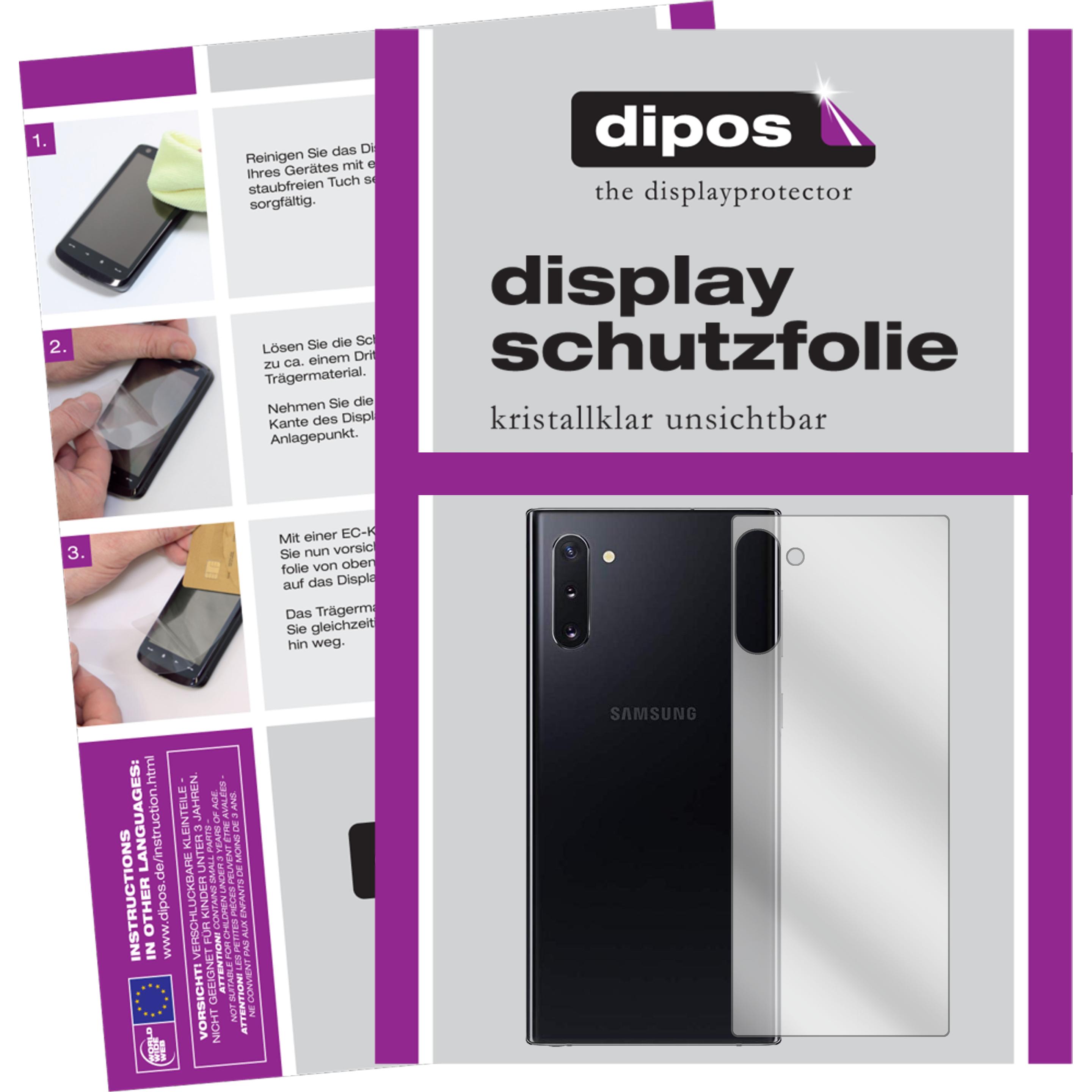Dipos Displayschutzfolie Crystalclear (2 Stück, Samsung Galaxy Note 10), Smartphone Schutzfolie, Transparent