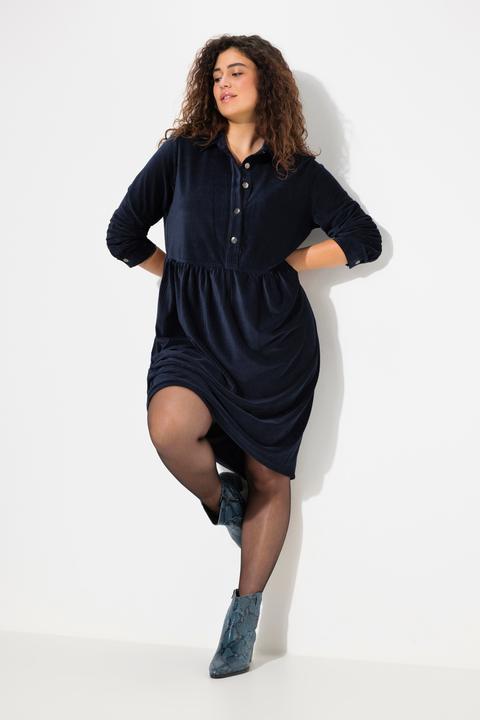 Immagine prodotto Ulla Popken Abito dal taglio oversize in velluto a coste con collo da camicia e maniche lunghe e blusanti (60)