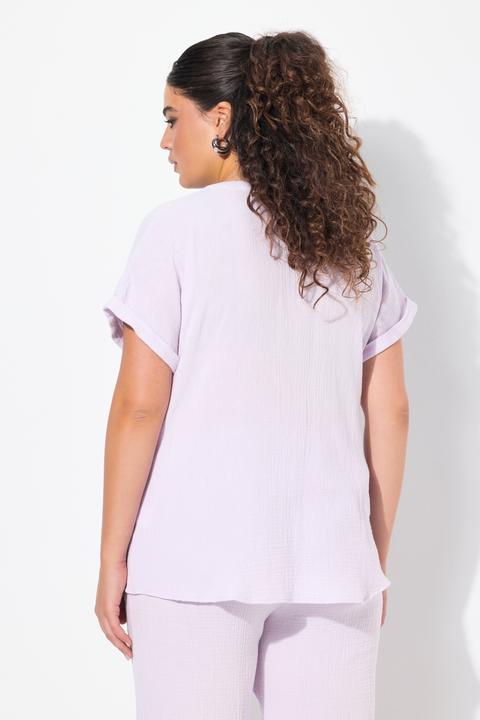 Produktbild Ulla Popken Musselin-Bluse, Oversized, Tunika-Ausschnitt, Halbarm (46, 48)