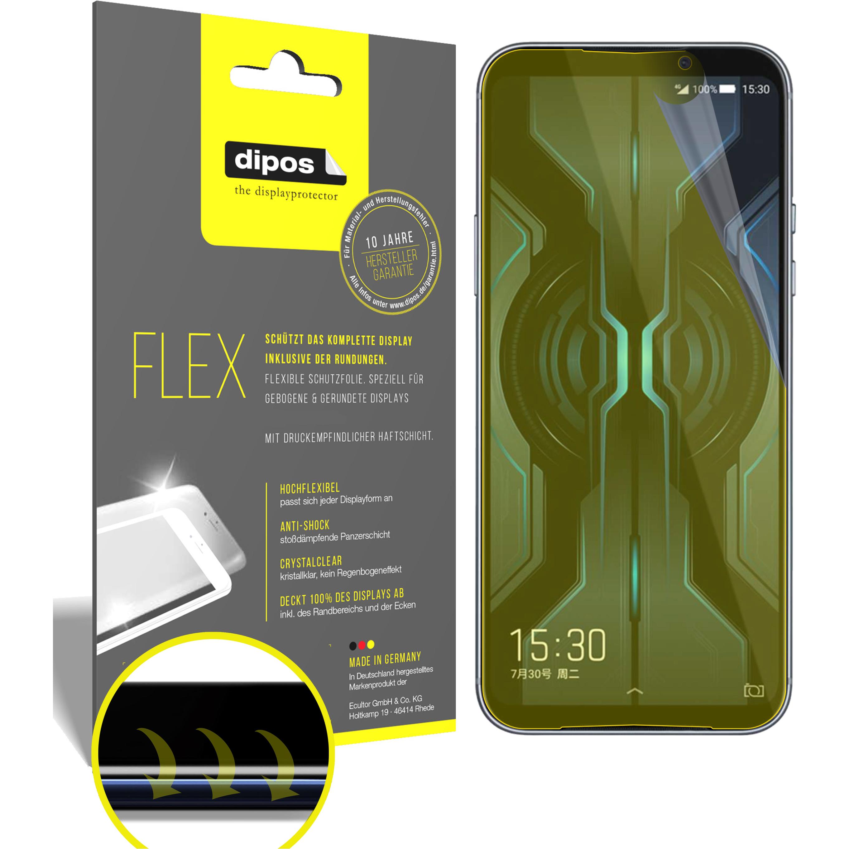 Dipos Displayschutzfolie Full-Cover 3D (2 Stück, Xiaomi Black Shark 2 Pro), Smartphone Schutzfolie, Transparent