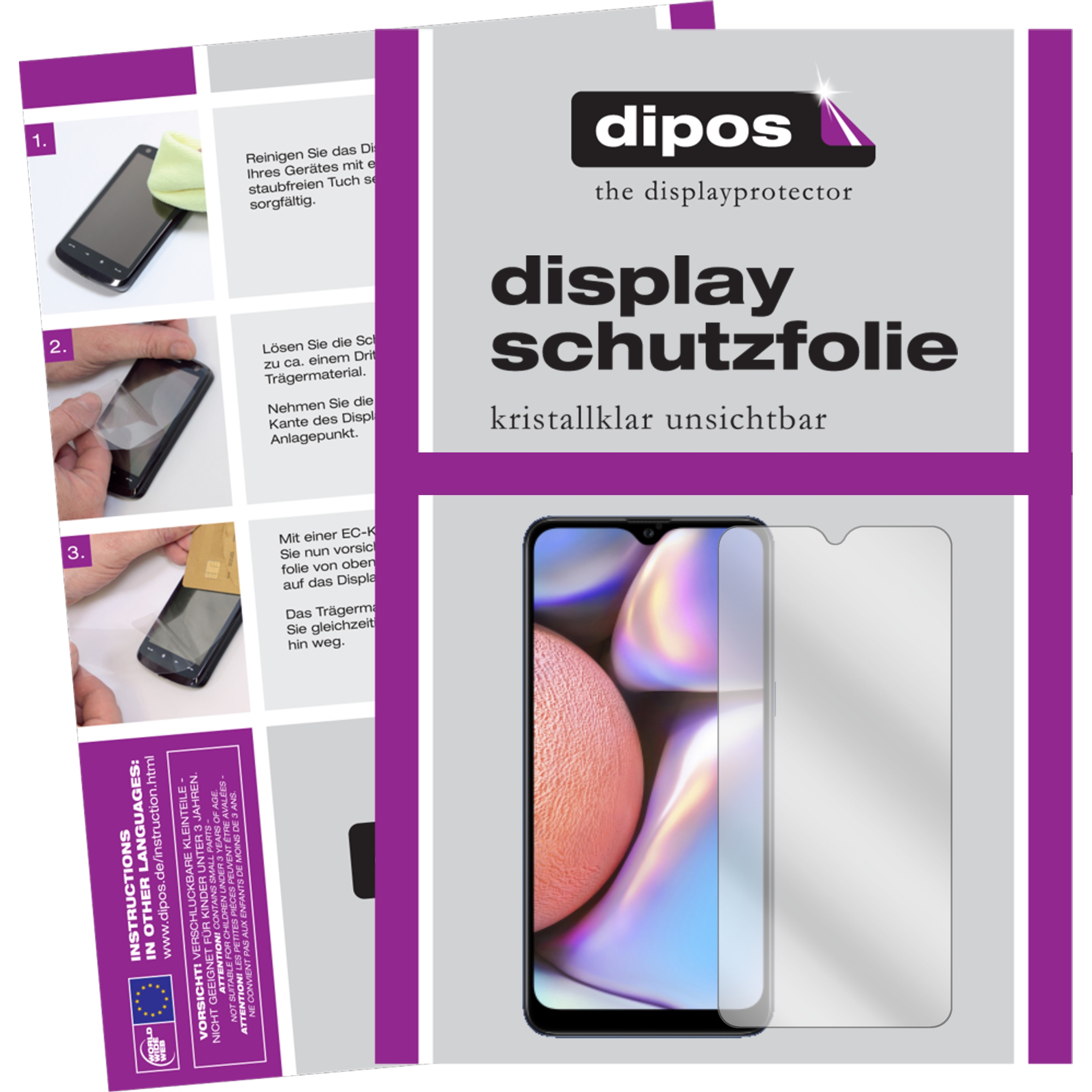 Dipos Displayschutzfolie Crystalclear (5 Stück, Samsung Galaxy A10e), Smartphone Schutzfolie, Transparent