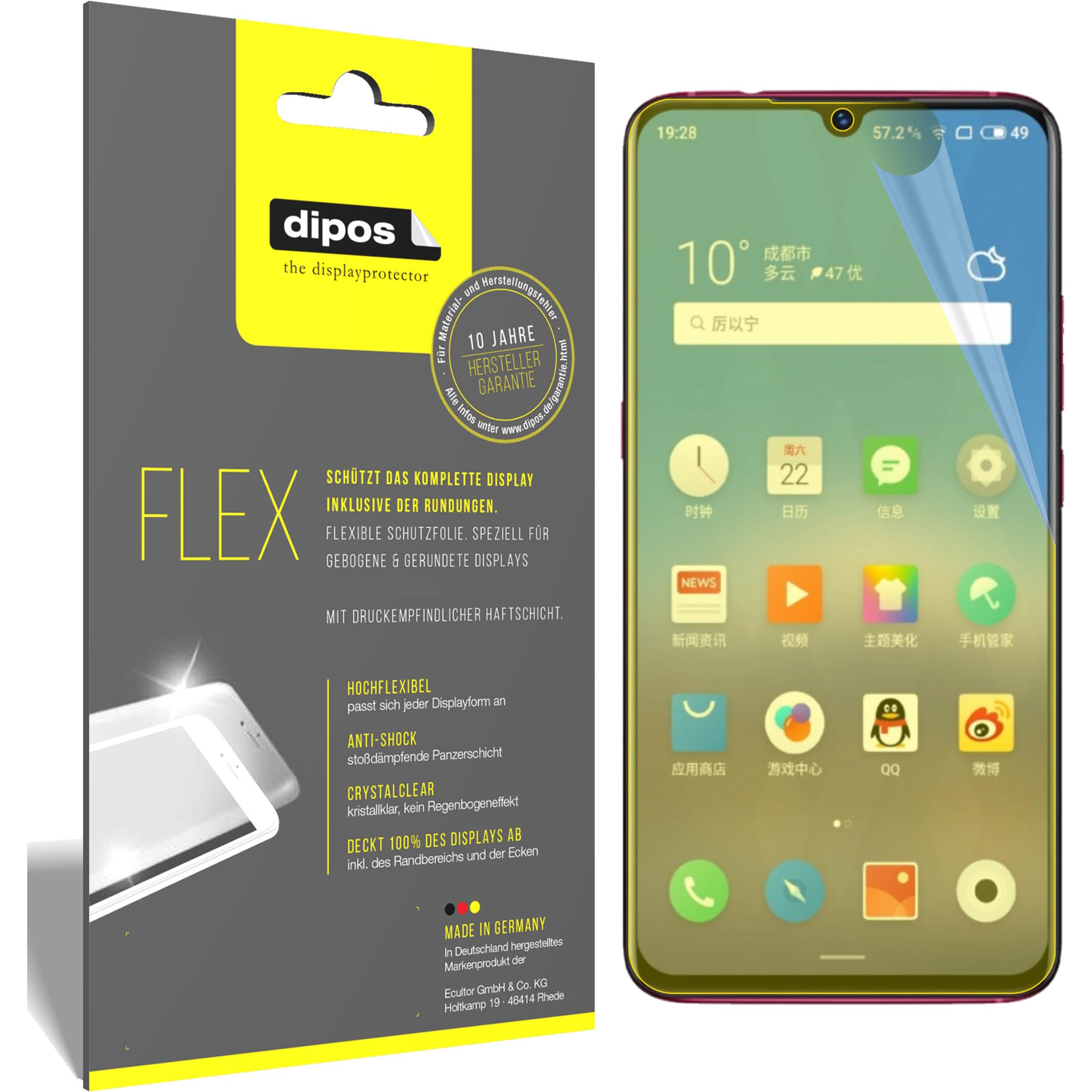 Dipos Displayschutzfolie Full-Cover 3D (2 Stück, Meizu Note 9), Smartphone Schutzfolie, Transparent