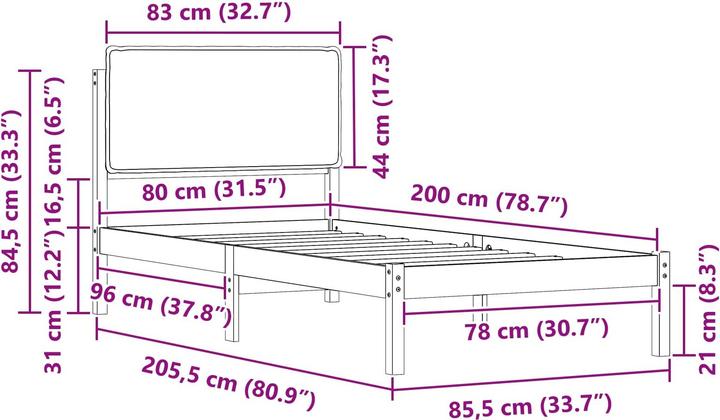 Actual product image vidaXL Bettrahmen (80 x 200 cm)