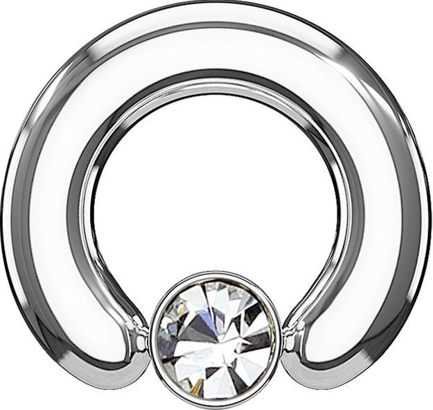 Produktbild Star Piercing Closure Ring silber Scheibe Kristall silber (Chirurgenstahl 316L, ohne Messing)