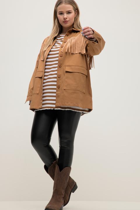 Produktbild Studio Untold Hemdjacke, oversized, Langarm, Taschen, Fransen (46, 48)