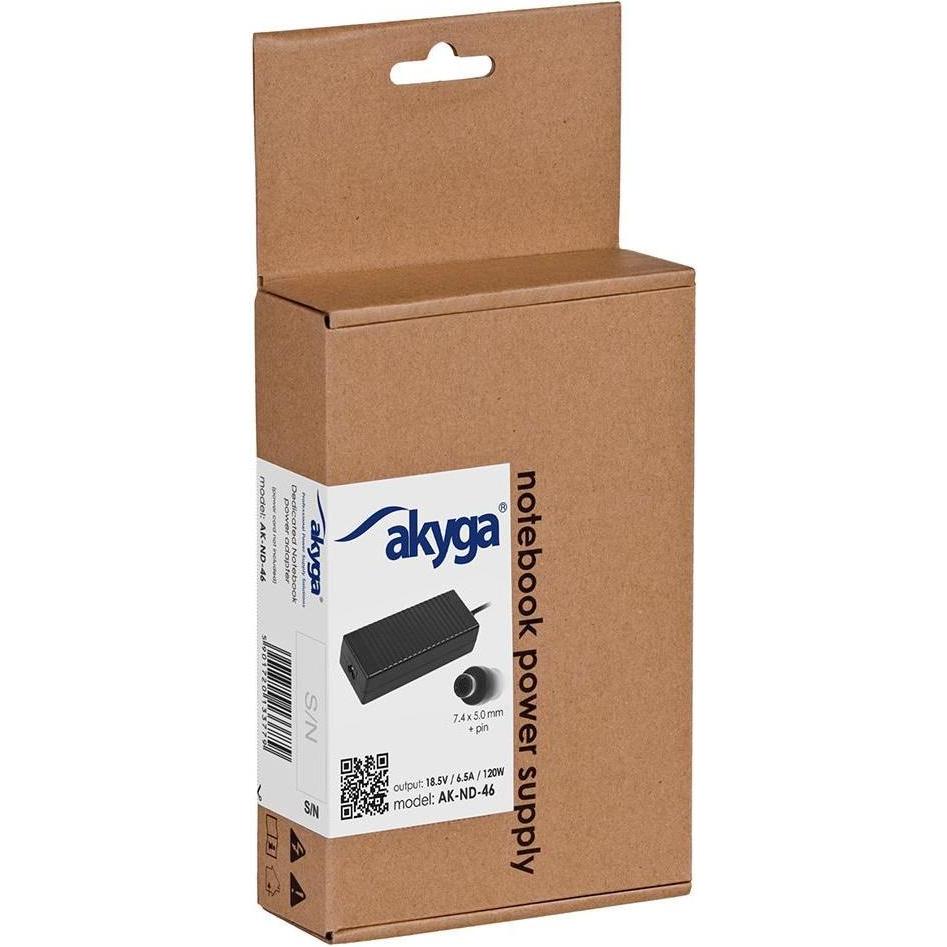 Thumbnail - Akyga AK-ND-46 - Notebook - Indoor - 100-250 V - 55 +/- 5 Hz - 120 W - 18.5 V (120 W), Notebook Netzteil, Schwarz