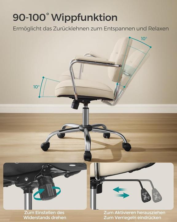 Produktbild Songmics OBG033W01 Homeoffice-Stuhl, höhenverstellbar, neigbar (43 - 53 cm)