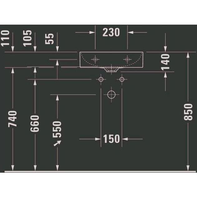Thumbnail - Duravit, Waschbecken, Handwaschbecken DURASQUARE o ÜL m HLB geschli 450x350mm o HL we WG (350 mm, 450 mm)