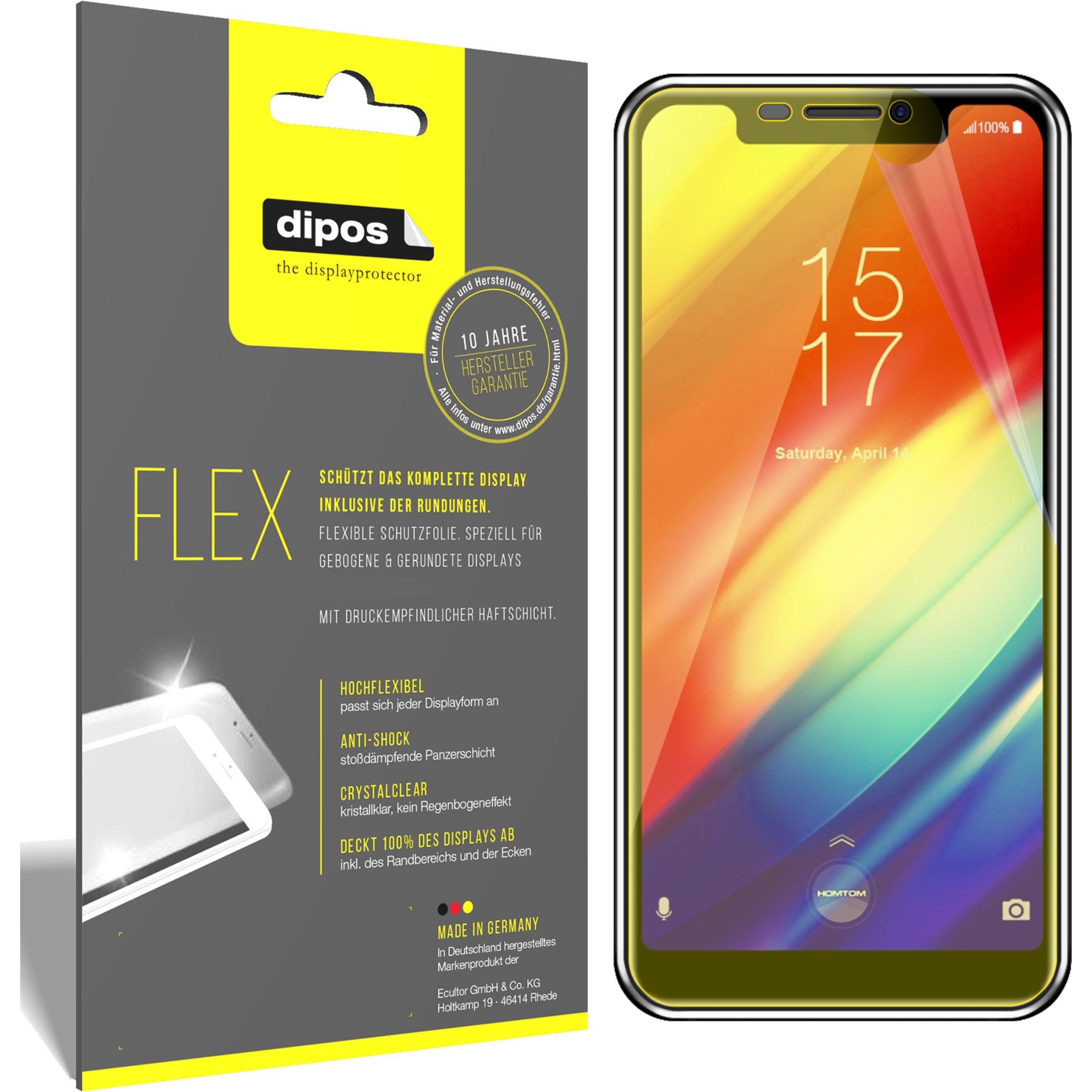 Dipos Displayschutzfolie Full-Cover 3D (3 Stück, HomTom H10), Smartphone Schutzfolie, Transparent