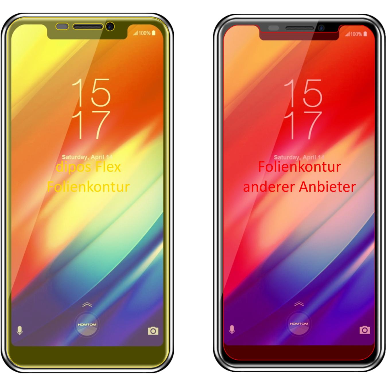 Thumbnail - Dipos Displayschutzfolie Full-Cover 3D (3 Stück, HomTom H10), Smartphone Schutzfolie, Transparent