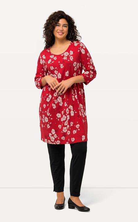 Produktbild Ulla Popken Longshirt, Blumen, A-Linie, Rundhals, 3/4-Arm (50, 52)