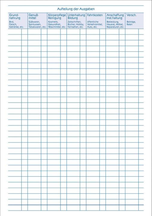 Valeurs nutritives et ingrédients Avery Livre budgétaire 201 (36 x)