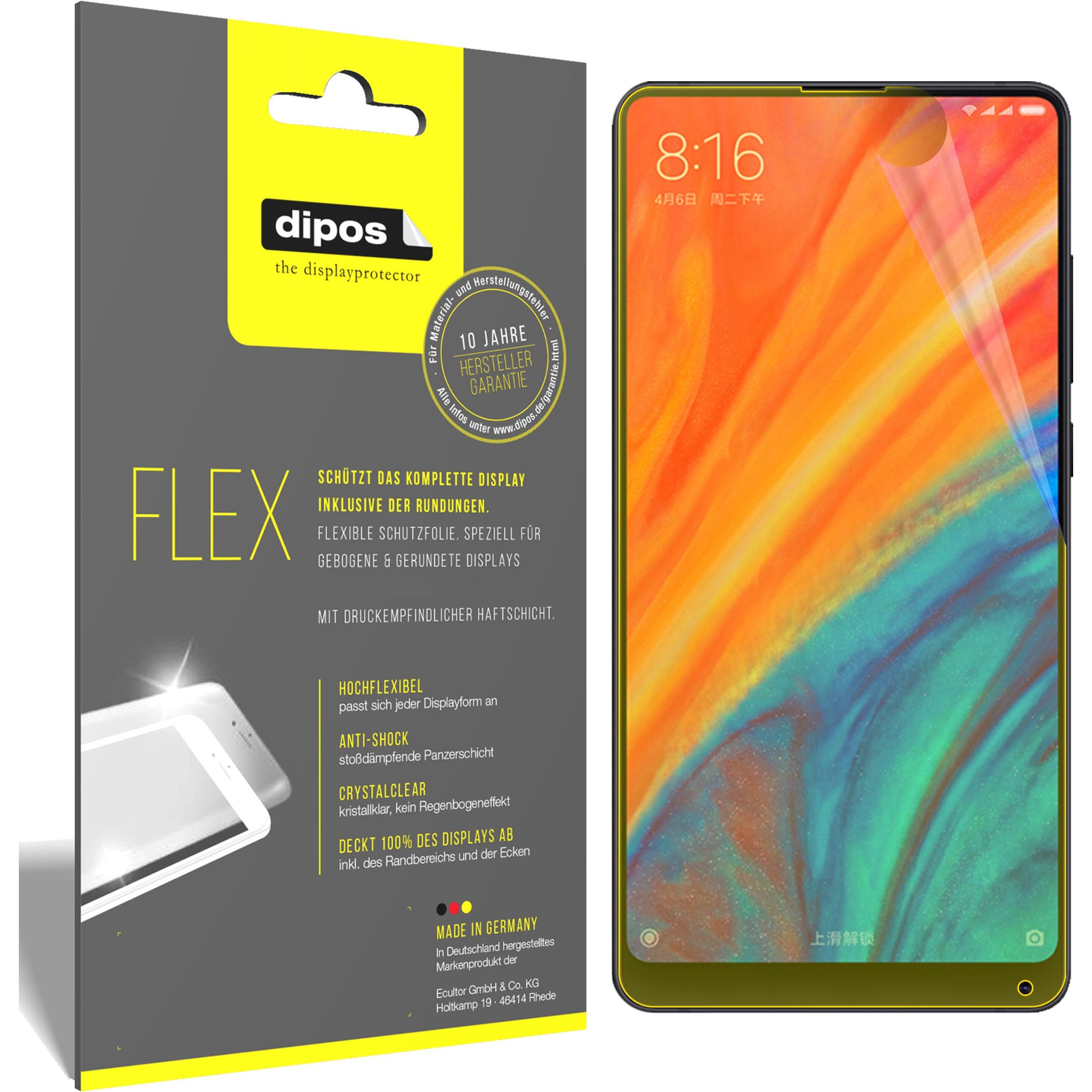 Dipos Displayschutzfolie Full-Cover 3D (2 Stück, Xiaomi Mi Mix 2S), Smartphone Schutzfolie, Transparent