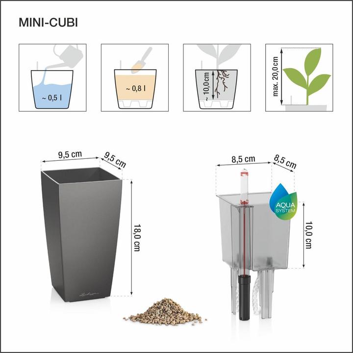 Produktbild Lechuza Mini Cubi (9.50 x 9.50 x 18.50 cm)