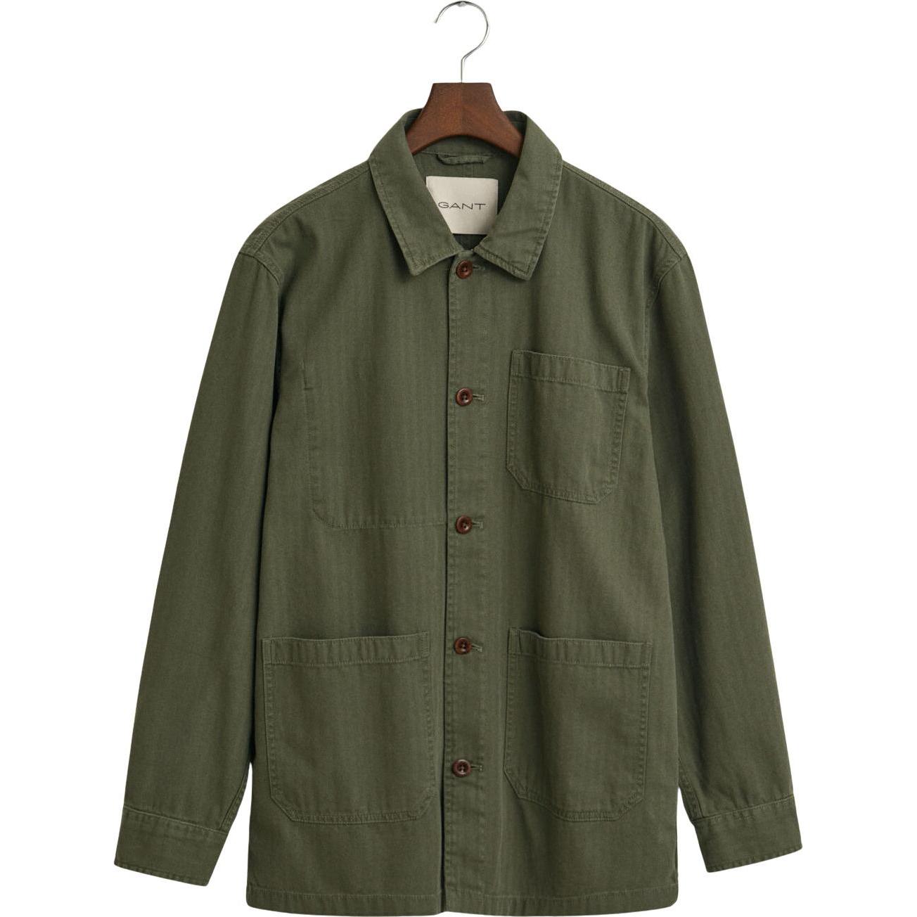 GANT, Herren, Hemd, Herringbone, Grün, (XL)