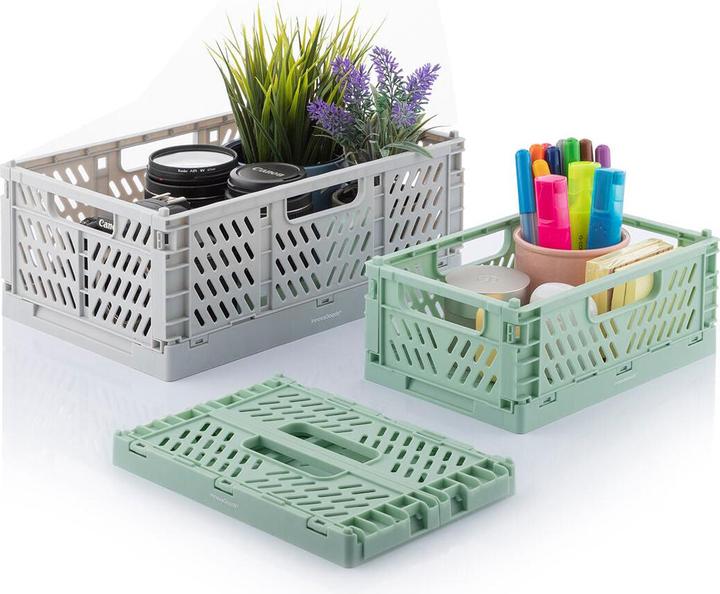 Image du produit InnovaGoods 3x boîtes de rangement empilables et pliables (20 x 15 x 9 cm, 30 x 20 x 12 cm)
